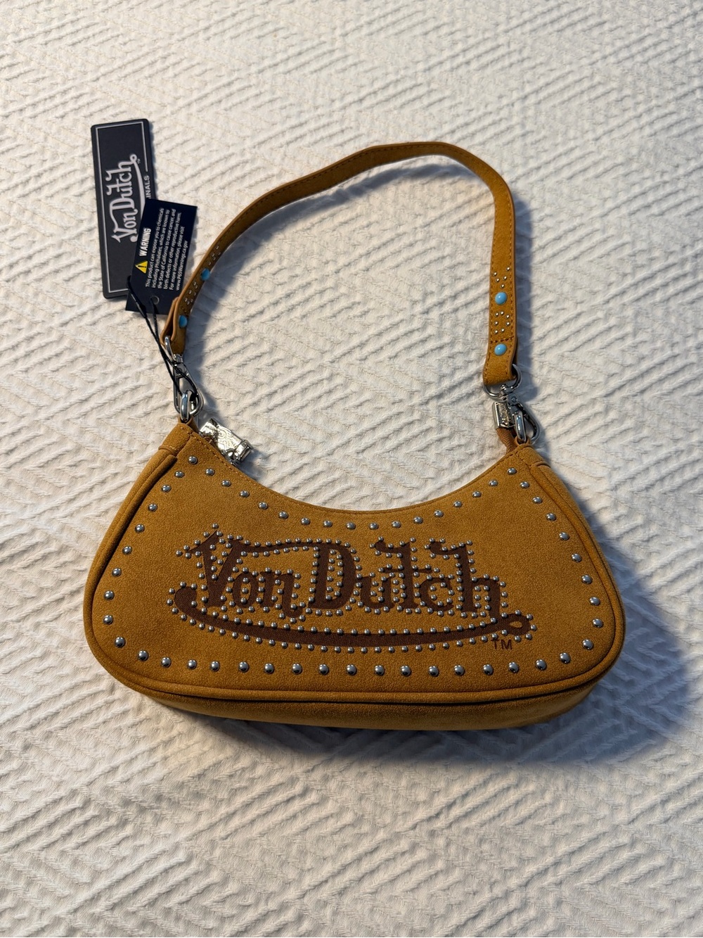 Von Dutch Mustard Studded Mini Shoulder Bag